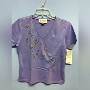 NWT Christine Alexander periwinkle dragonflies
